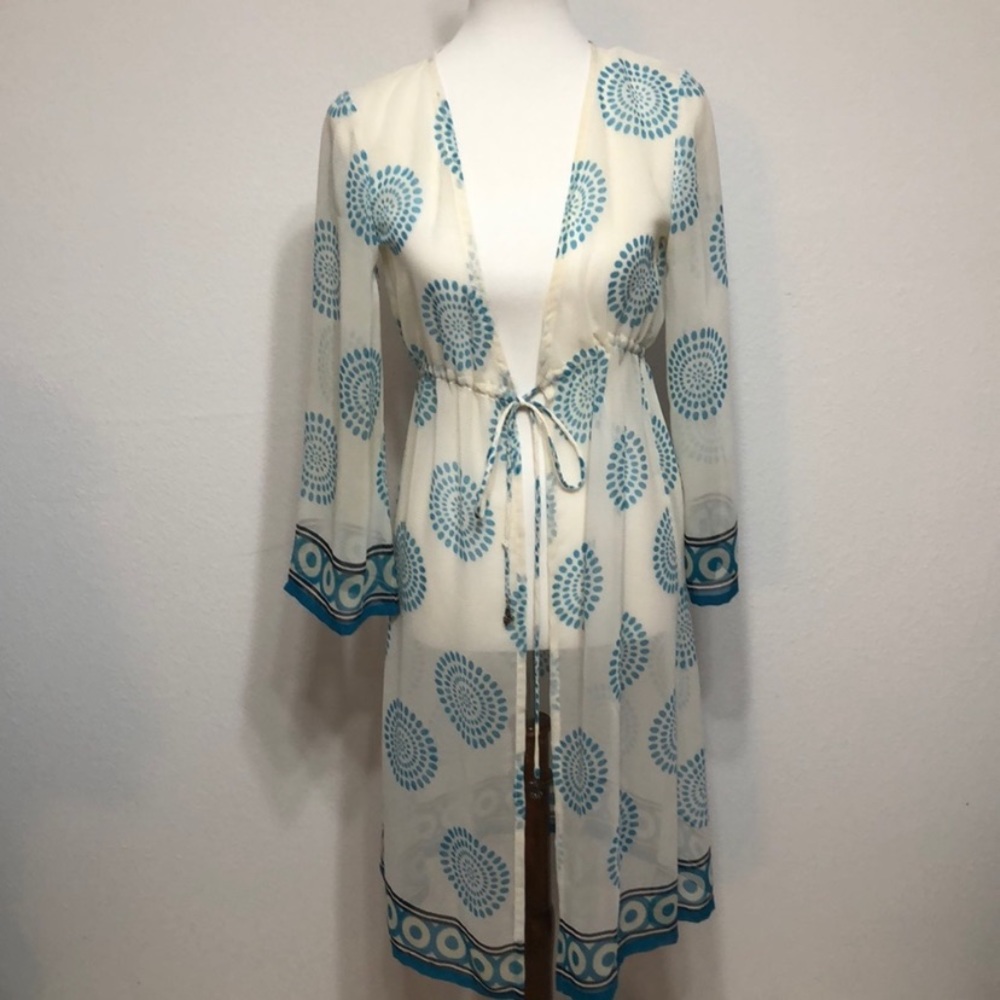 Geometric kimono/swimsuit coverup